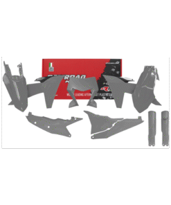 PLASTICS KIT 7 PCS WITH LEFT AIRBOX COVER, HEADLIGHT PLASTIC AND FORK PROTECTORS @ QUANTUM GREY-BLACK